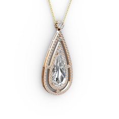 Beyaz zirkon 18 ayar rose altın kolye (40 cm altın rolo zincir)