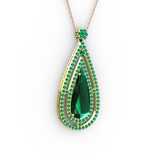 Yeşil kuvars 925 ayar altın kaplama gümüş kolye (40 cm rose altın rolo zincir)