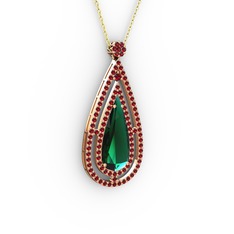 Niva Damla Kolye - Yeşil kuvars ve garnet 925 ayar rose altın kaplama gümüş kolye (40 cm gümüş rolo zincir) #dplgum