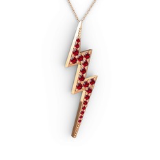 Şimşek Kolye - Garnet 8 ayar rose altın kolye (40 cm gümüş rolo zincir) #10ep40a