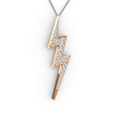 Swarovski 14 ayar rose altın kolye (40 cm gümüş rolo zincir)