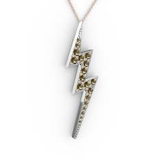 Şimşek Kolye - Dumanlı kuvars 925 ayar gümüş kolye (40 cm rose altın rolo zincir) #12hyzz7