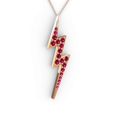 Şimşek Kolye - Rodolit garnet 8 ayar rose altın kolye (40 cm rose altın rolo zincir) #13lujvk