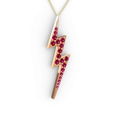 Şimşek Kolye - Rodolit garnet 18 ayar rose altın kolye (40 cm altın rolo zincir) #14g19qp