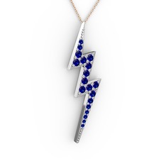 Şimşek Kolye - Lab safir 925 ayar gümüş kolye (40 cm gümüş rolo zincir) #14lu0rs