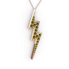 Şimşek Kolye - Peridot 14 ayar rose altın kolye (40 cm gümüş rolo zincir) #14zm3kj