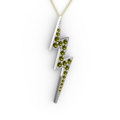 Şimşek Kolye - Peridot 925 ayar gümüş kolye (40 cm altın rolo zincir) #1akrfkl