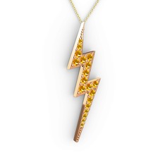 Şimşek Kolye - Sitrin 8 ayar rose altın kolye (40 cm altın rolo zincir) #1b6xoot
