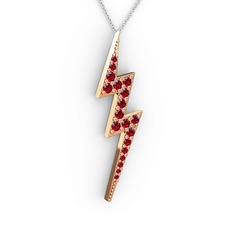Şimşek Kolye - Garnet 14 ayar rose altın kolye (40 cm beyaz altın rolo zincir) #1bsjd3u