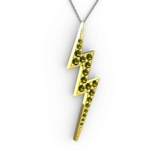 Şimşek Kolye - Peridot 925 ayar altın kaplama gümüş kolye (40 cm gümüş rolo zincir) #1n487q7