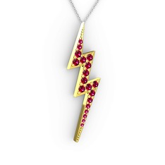 Rodolit garnet 18 ayar altın kolye (40 cm beyaz altın rolo zincir)