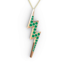 Şimşek Kolye - Kök zümrüt 8 ayar rose altın kolye (40 cm altın rolo zincir) #1q78j23