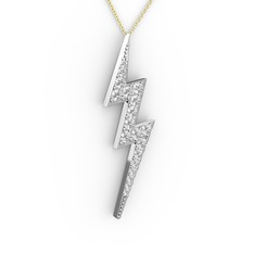 Şimşek Kolye - Swarovski 8 ayar beyaz altın kolye (40 cm gümüş rolo zincir) #1sa0ylb
