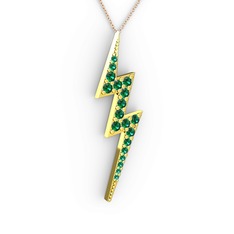 Şimşek Kolye - Yeşil kuvars 8 ayar altın kolye (40 cm gümüş rolo zincir) #1u0ef8