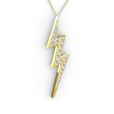 Şimşek Kolye - Swarovski 14 ayar altın kolye (40 cm gümüş rolo zincir) #37l6kg