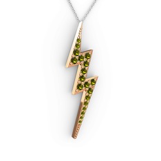 Peridot 14 ayar rose altın kolye (40 cm beyaz altın rolo zincir)