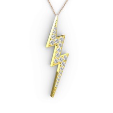 Şimşek Kolye - Swarovski 8 ayar altın kolye (40 cm rose altın rolo zincir) #5g2vd9