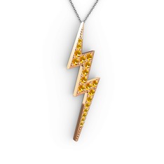 Şimşek Kolye - Sitrin 14 ayar rose altın kolye (40 cm gümüş rolo zincir) #5kc5aw