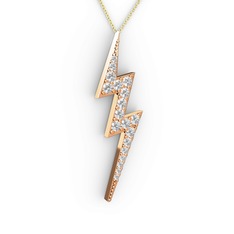 Şimşek Kolye - Swarovski 18 ayar rose altın kolye (40 cm altın rolo zincir) #8bdxzt
