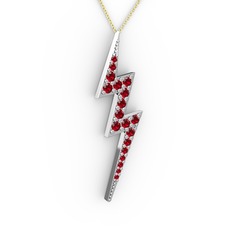 Şimşek Kolye - Garnet 8 ayar beyaz altın kolye (40 cm altın rolo zincir) #abaw0g
