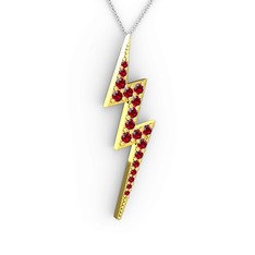 Şimşek Kolye - Garnet 18 ayar altın kolye (40 cm beyaz altın rolo zincir) #dnc224