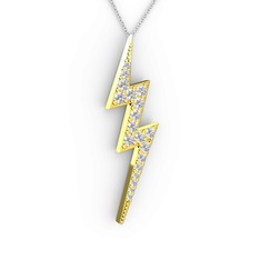 Şimşek Kolye - Swarovski 925 ayar altın kaplama gümüş kolye (40 cm beyaz altın rolo zincir) #gii77q