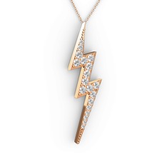 Şimşek Kolye - Beyaz zirkon 8 ayar rose altın kolye (40 cm rose altın rolo zincir) #gxuht9