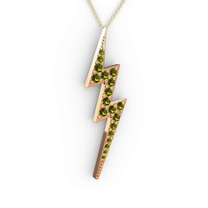 Peridot 925 ayar rose altın kaplama gümüş kolye (40 cm altın rolo zincir)