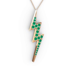 Kök zümrüt 925 ayar rose altın kaplama gümüş kolye (40 cm gümüş rolo zincir)