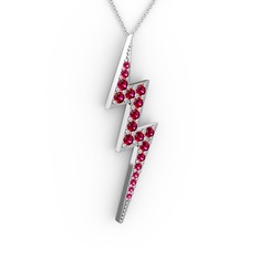 Rodolit garnet 925 ayar gümüş kolye (40 cm beyaz altın rolo zincir)