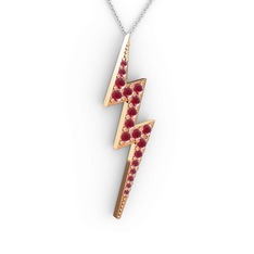 Şimşek Kolye - Kök yakut 18 ayar rose altın kolye (40 cm gümüş rolo zincir) #n4ewne
