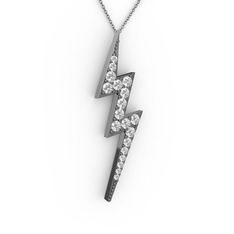 Swarovski 925 ayar siyah rodyum kaplama gümüş kolye (40 cm gümüş rolo zincir)