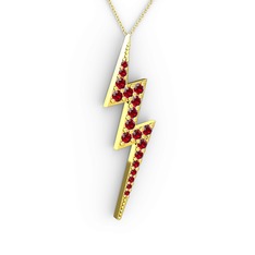 Şimşek Kolye - Garnet 925 ayar altın kaplama gümüş kolye (40 cm altın rolo zincir) #rrpm8e