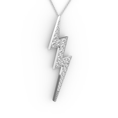 Şimşek Kolye - Swarovski 8 ayar beyaz altın kolye (40 cm beyaz altın rolo zincir) #vx59bn