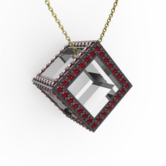 Garnet 14 ayar beyaz altın kolye (40 cm gümüş rolo zincir)