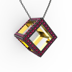 Rodolit garnet 18 ayar altın kolye (40 cm gümüş rolo zincir)