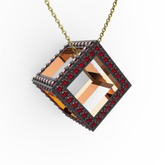 Garnet 8 ayar rose altın kolye (40 cm altın rolo zincir)