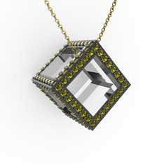 Peridot 925 ayar gümüş kolye (40 cm altın rolo zincir)