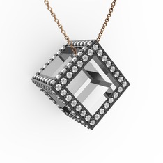 Taşlı Küp Kolye - Swarovski 925 ayar gümüş kolye (40 cm gümüş rolo zincir) #mmvh0x