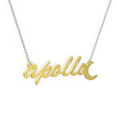 8 ayar altın kolye (6 karakterli el yazısı, 40 cm gümüş rolo zincir)