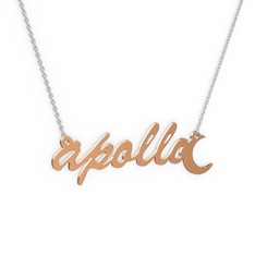 Ay İsim Kolye - 8 ayar rose altın kolye (6 karakterli el yazısı, 40 cm beyaz altın rolo zincir) #nm6y0a