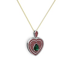 Yeşil kuvars ve garnet 925 ayar gümüş kolye (40 cm altın rolo zincir)