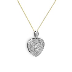 Damla Kalp Kolye - Swarovski 18 ayar beyaz altın kolye (40 cm altın rolo zincir) #133eyzg