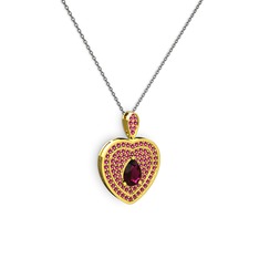 Damla Kalp Kolye - Rodolit garnet 925 ayar altın kaplama gümüş kolye (40 cm gümüş rolo zincir) #17m5igg