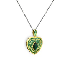 Damla Kalp Kolye - Yeşil kuvars 18 ayar altın kolye (40 cm gümüş rolo zincir) #195f4qg