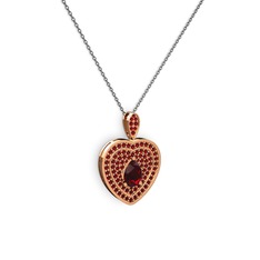 Damla Kalp Kolye - Garnet 925 ayar rose altın kaplama gümüş kolye (40 cm gümüş rolo zincir) #19kdg3u