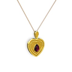 Rodolit garnet ve sitrin 8 ayar altın kolye (40 cm rose altın rolo zincir)