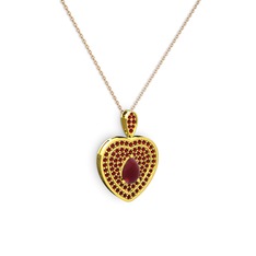 Damla Kalp Kolye - Kök yakut ve garnet 18 ayar altın kolye (40 cm gümüş rolo zincir) #1fd3uqi
