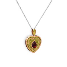 Garnet ve peridot 8 ayar rose altın kolye (40 cm beyaz altın rolo zincir)