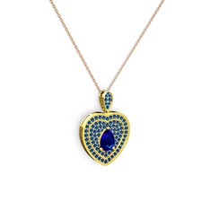 Lab safir 8 ayar altın kolye (40 cm rose altın rolo zincir)